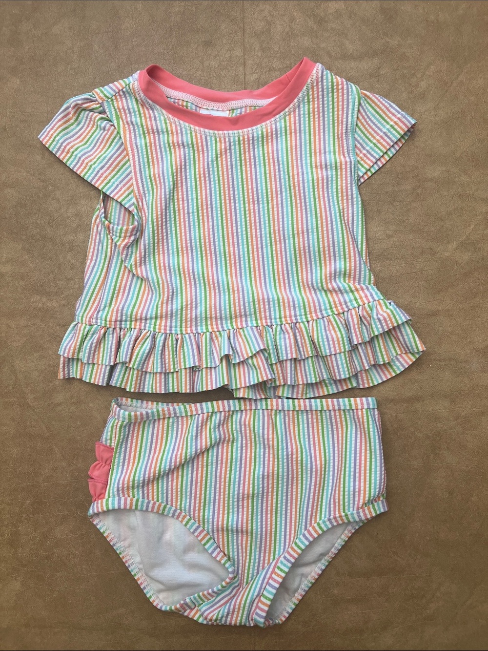 RuffleButts Girls 3T 2-Piece Tankini Multi Color Toddler
